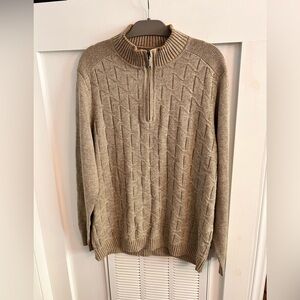 Tommy Bahama Palm Vista half Zip Beige Cable Knit Sweater Twill
